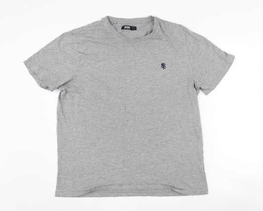Jacamo Men's Grey L T-Shirt, Cotton Blend, Crew Neck
