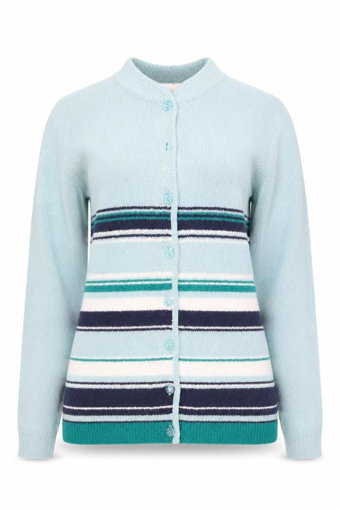 Honor Millburn Women's Blue Striped Cardigan M