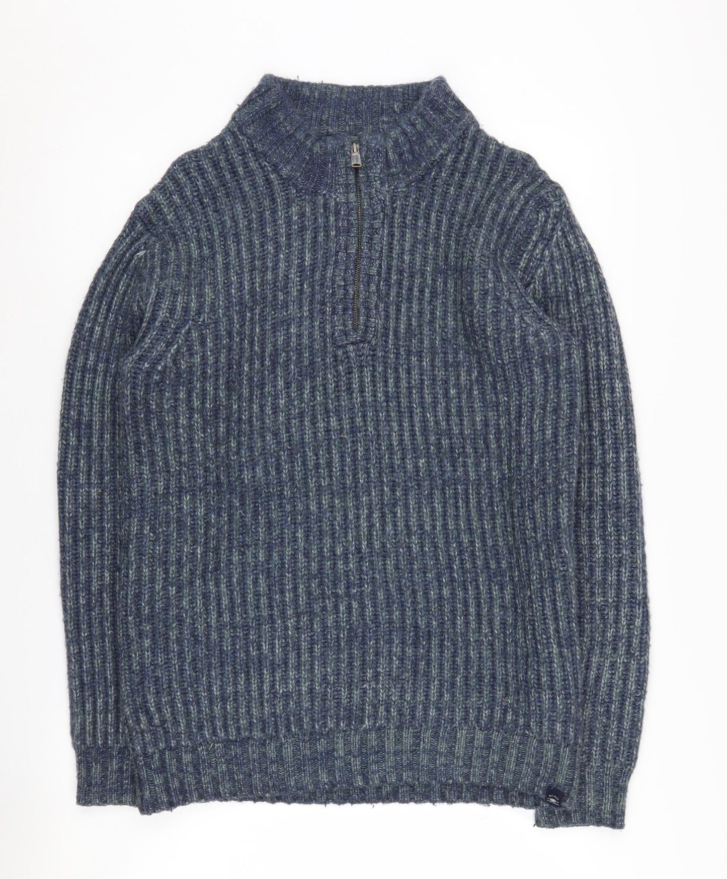 Fat Face Womens Blue Mock Neck Jumper S Acrylic Wool Blend