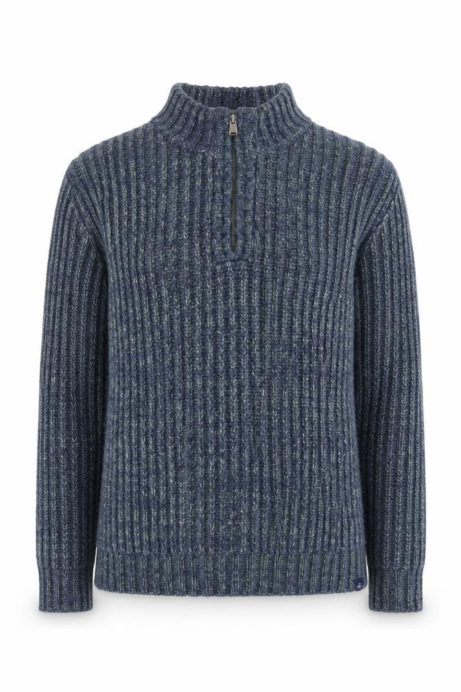 Fat Face Womens Blue Mock Neck Jumper S Acrylic Wool Blend