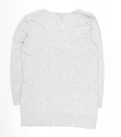 Laura Ashley Women's Grey V-Neck Jumper Size 12
