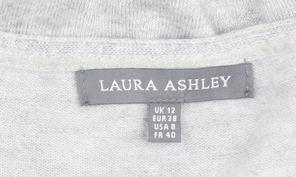 Laura Ashley Women's Grey V-Neck Jumper Size 12