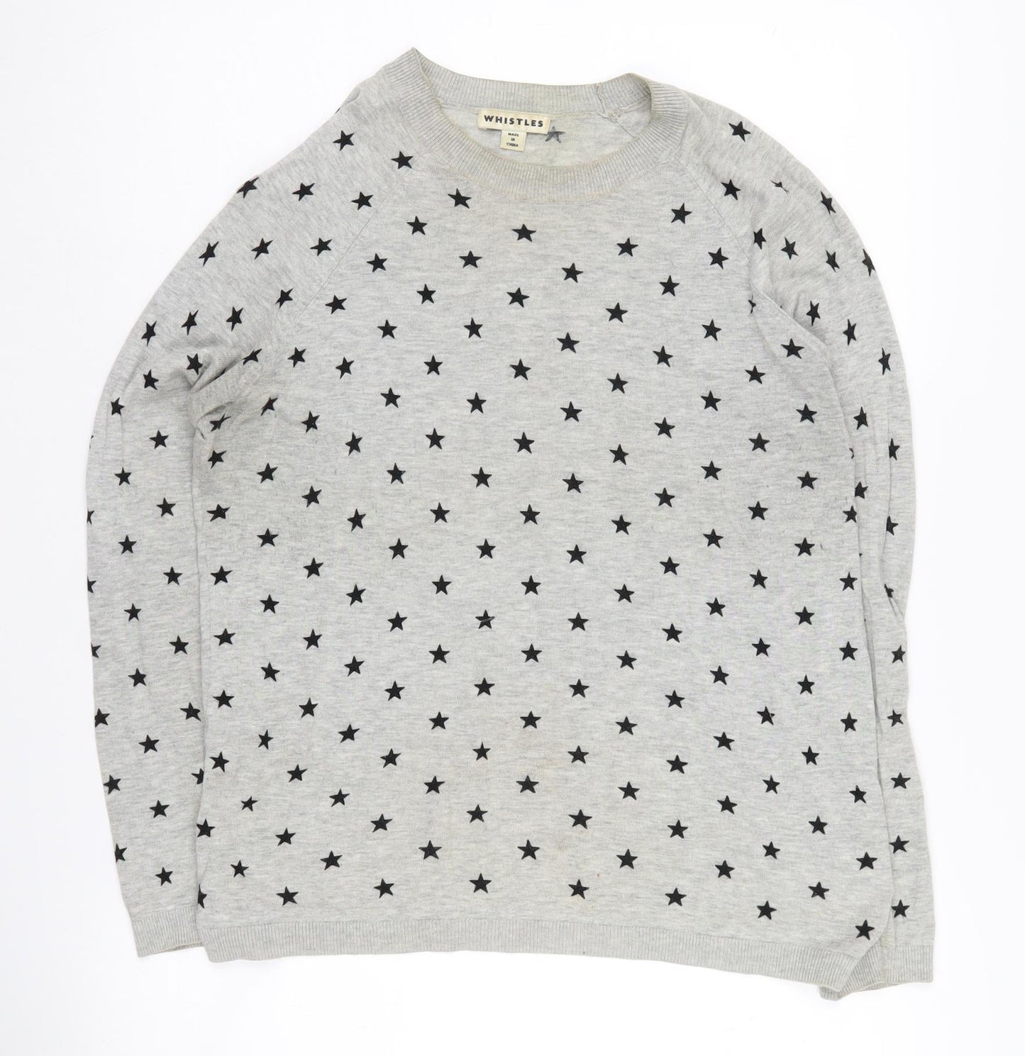 Whistles Women's Grey Star Pattern Pullover Jumper, Size 10