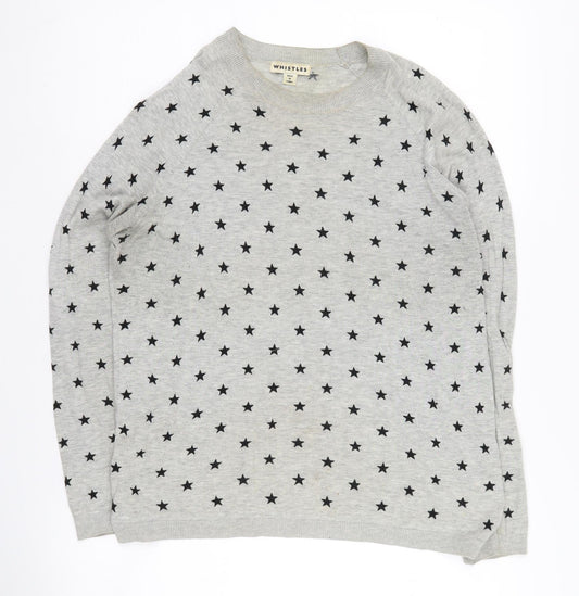 Whistles Women's Grey Star Pattern Pullover Jumper, Size 10