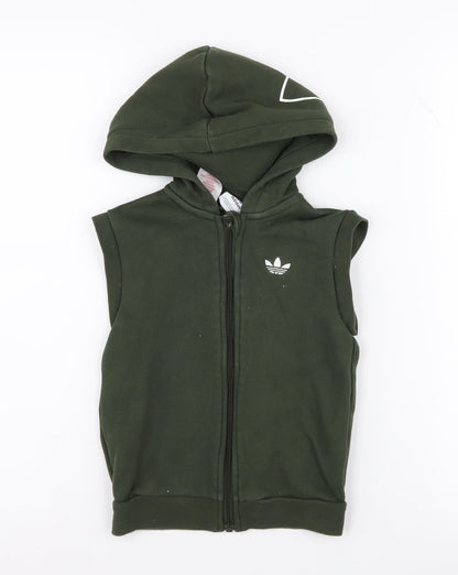 Additional front view of Adidas boys’ green hooded zip jacket 3-4 years