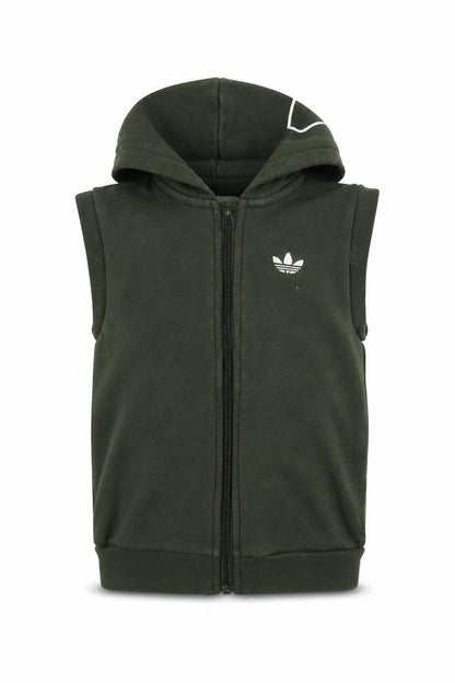 Front view of Adidas boys’ green hooded zip jacket 3-4 years