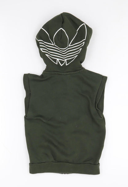 Back view of Adidas boys’ green hooded zip jacket 3-4 years