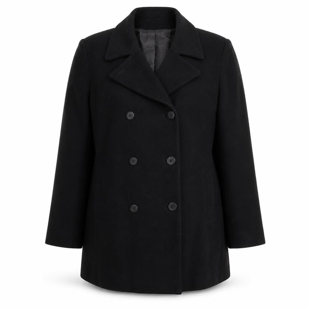 BHS Women's Black Double-Breasted Wool Trouser Suit, Size 14