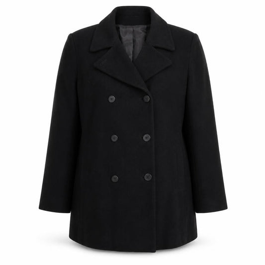 BHS Women's Black Double-Breasted Wool Trouser Suit, Size 14