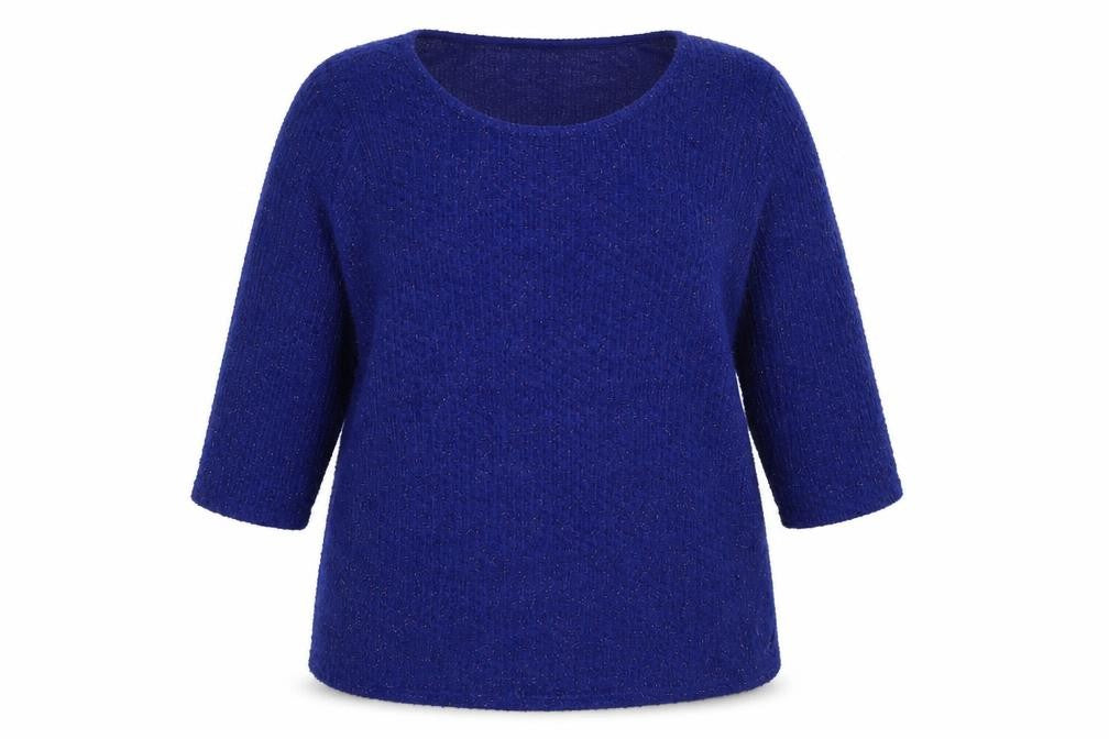Bonmarché Women's Blue 3/4 Sleeve Knit Pullover Jumper