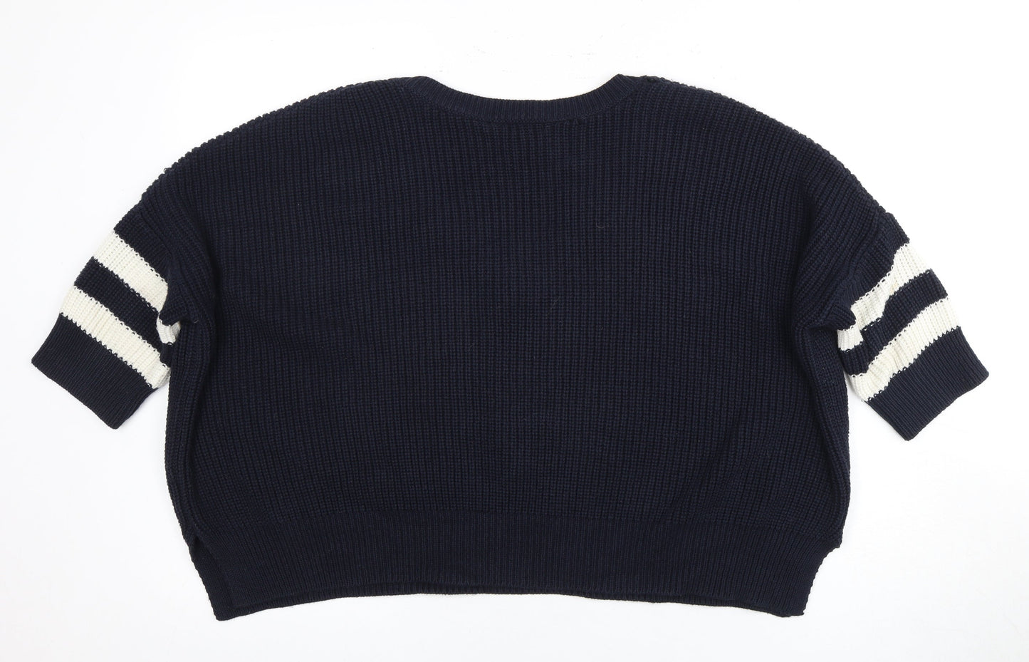River Island Women's Blue V-Neck Striped Pullover Jumper