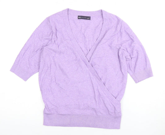 Marks and Spencer Women's Purple Wrap Blouse, Size S