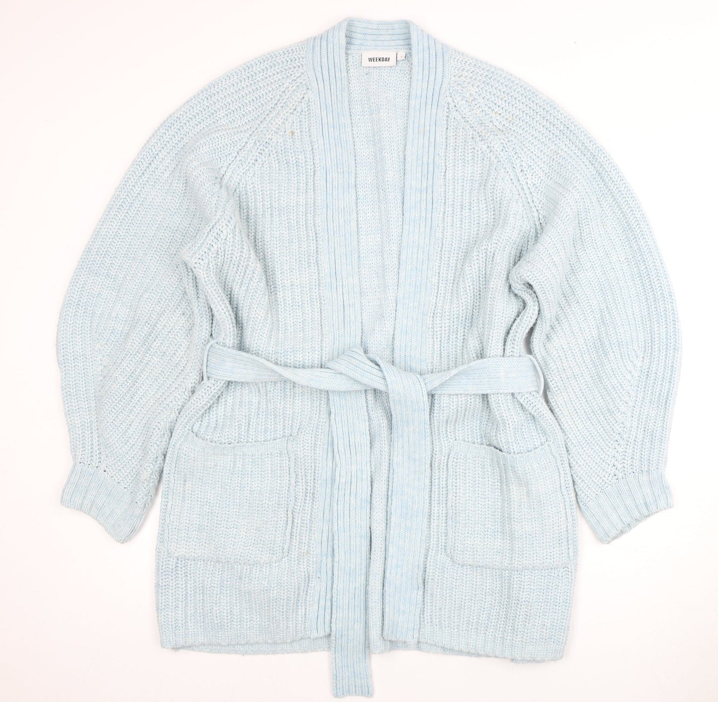 Weekday Women's Blue Cardigan Jumper Size S, Belted
