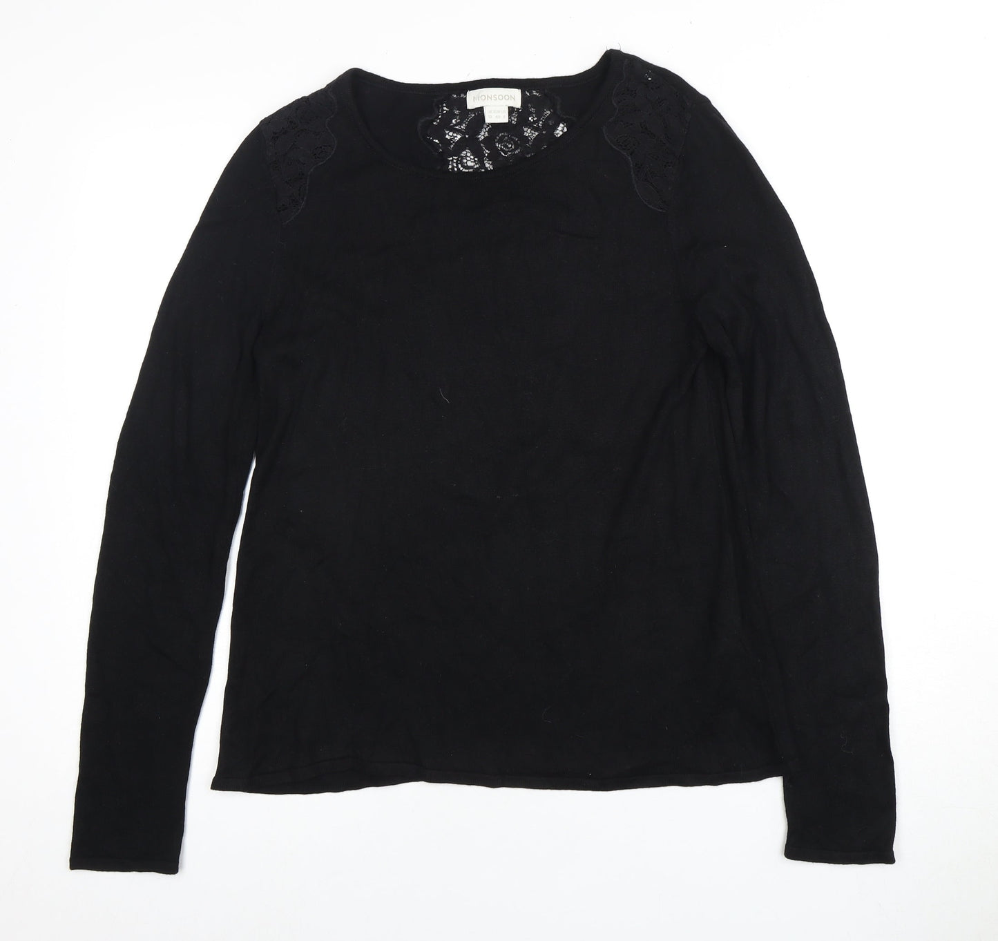 Monsoon Women's Black Lace Knit Jumper Size 12