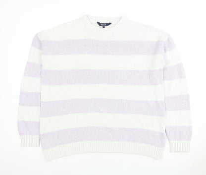 Additional front view of Maine New England Women's White Striped jumper, size 14