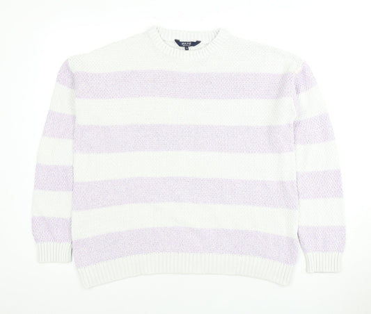 Maine Women's White Striped Pullover Jumper Size 14