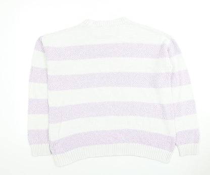 Back view of Maine New England Women's White Striped jumper, size 14