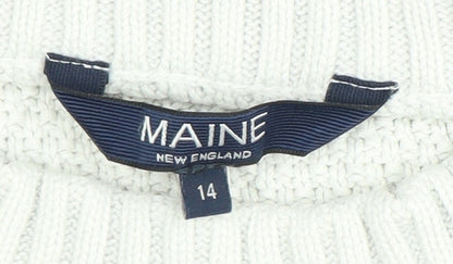 Close-up detail of Maine New England Women's White Striped jumper, size 14