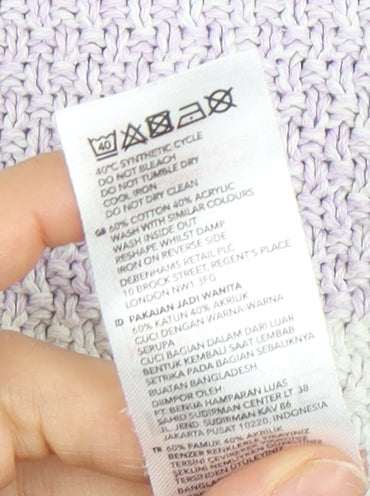 Brand and care label for Maine New England Women's White Striped jumper, size 14