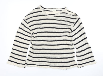 Pull&Bear Women's Black M Striped Knit Pullover