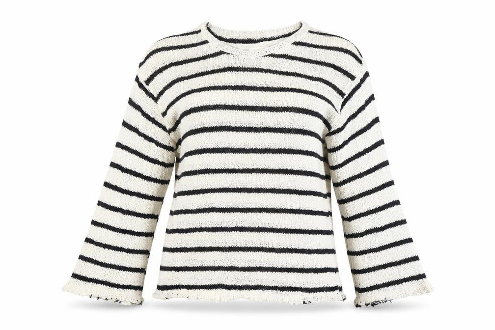 Pull & Bear Women's Black M Striped Knit Pullover