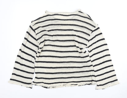 Pull&Bear Women's Black M Striped Knit Pullover
