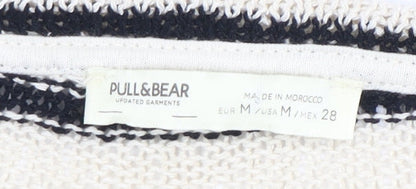 Pull&Bear Women's Black M Striped Knit Pullover