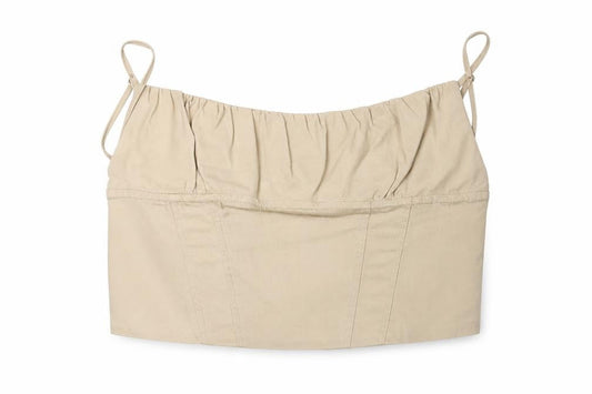 Zara Women's Beige Cropped Camisole Top XS - Spaghetti Straps