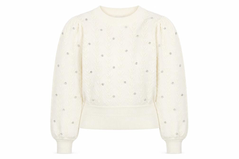 Warehouse Ivory Jewel Accent Women's Small Jumper