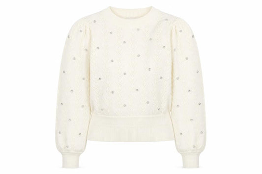 Warehouse Ivory Jewel Accent Women's Small Jumper