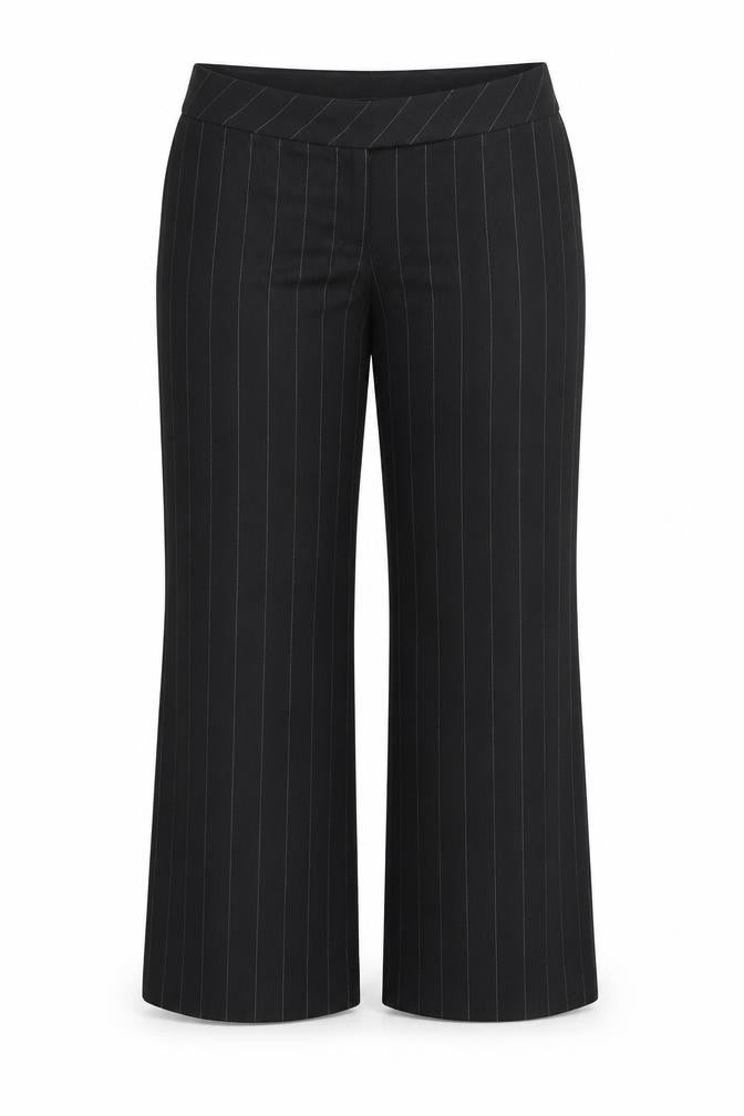 Oasis Women Black Stripe Trousers Size 16