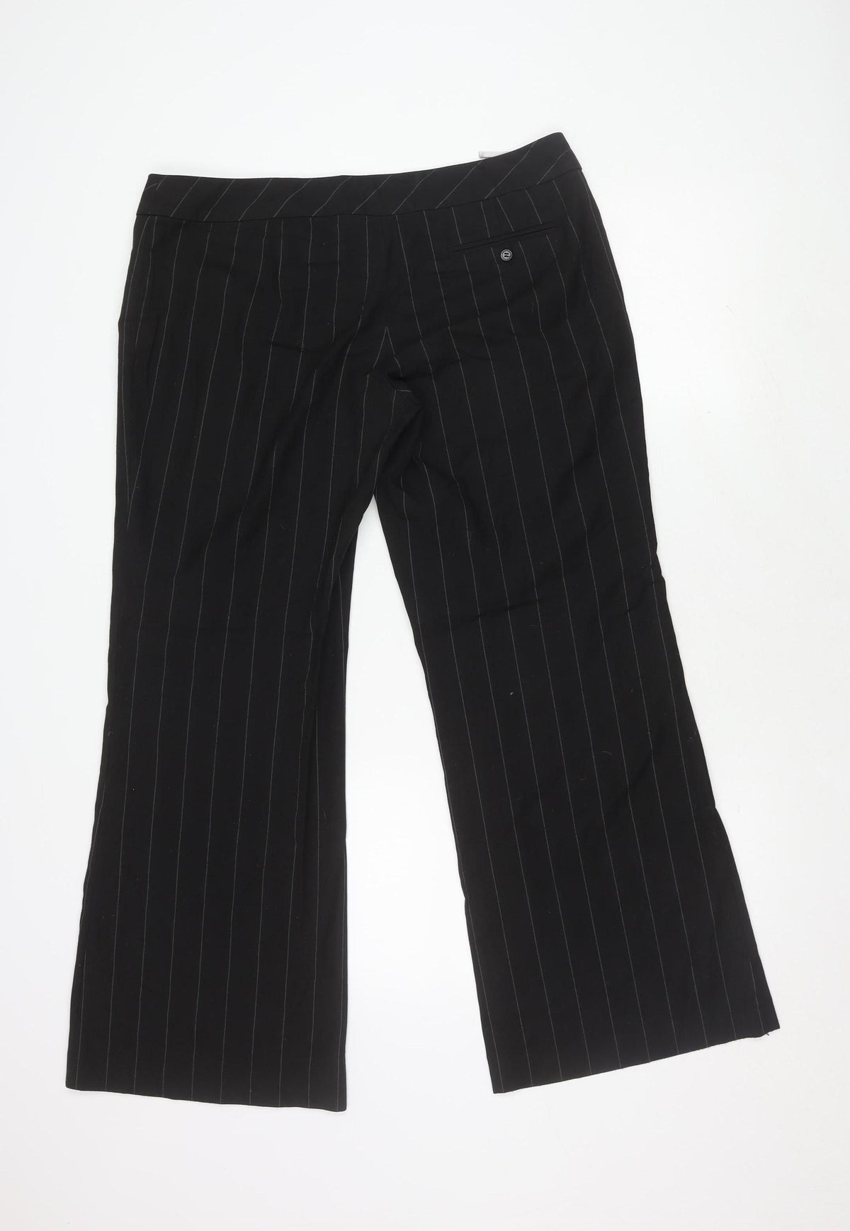Oasis Women Black Stripe Trousers Size 16