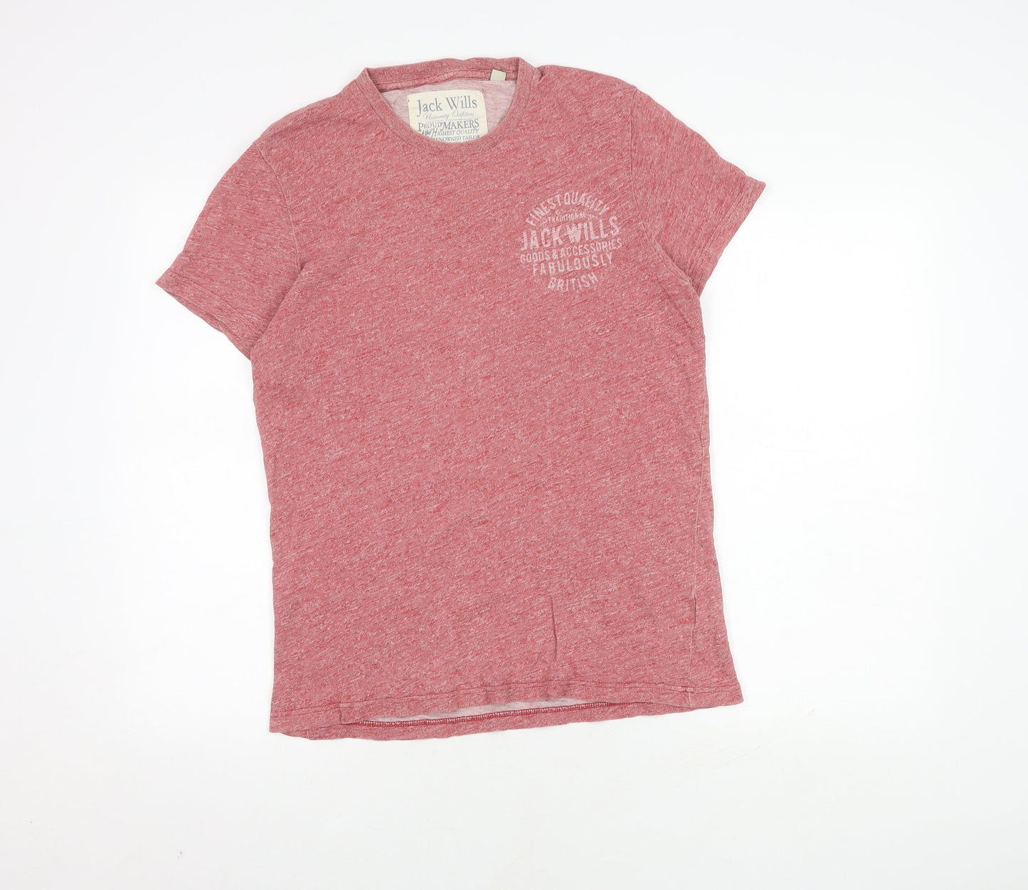 Jack Wills Men's Red Crew Neck T-Shirt, Size S