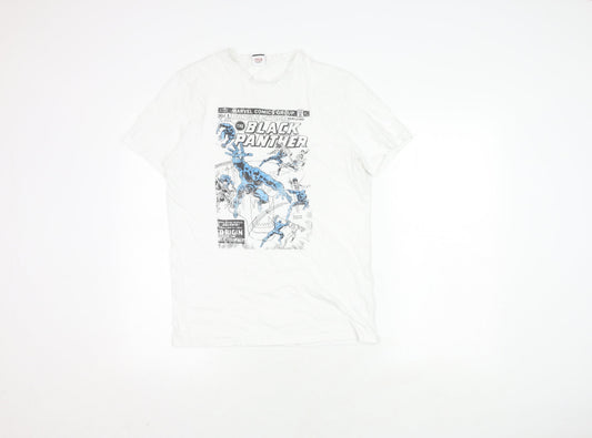 George Men's White Black Panther Comic T-Shirt S
