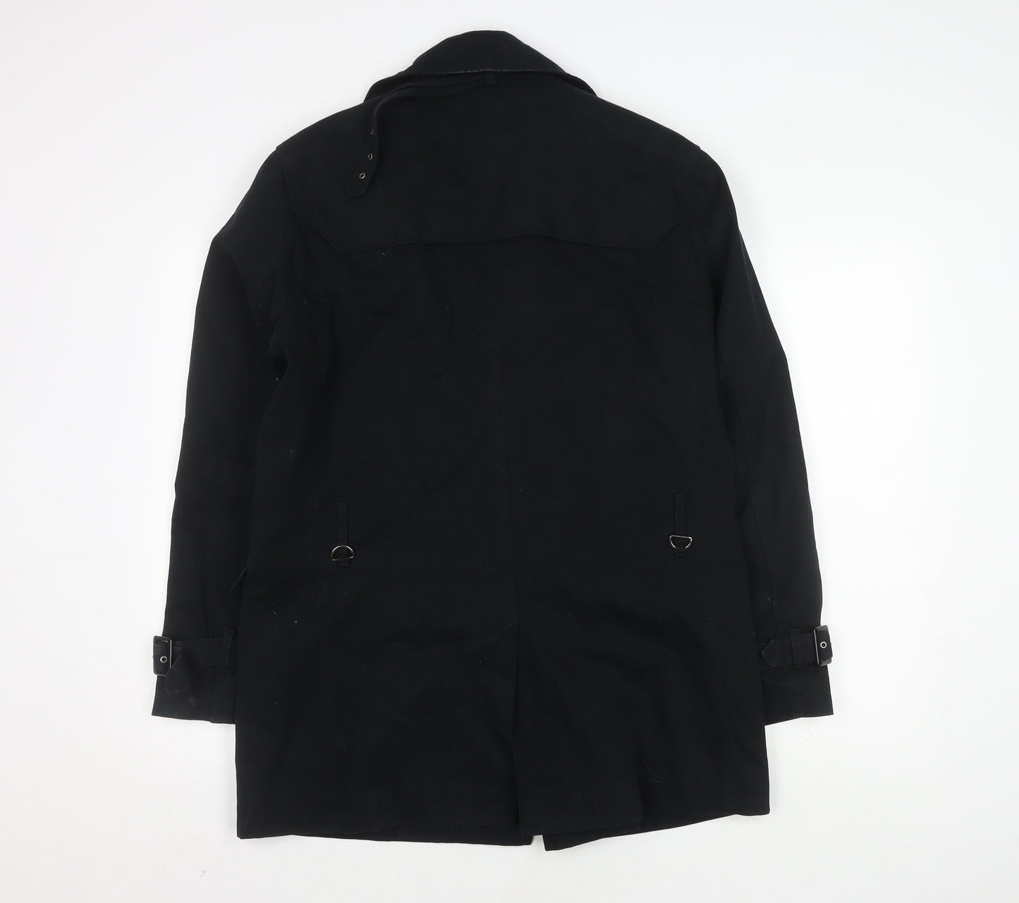 Atticus Men's Black Pea Coat, Size S, Belted Casual