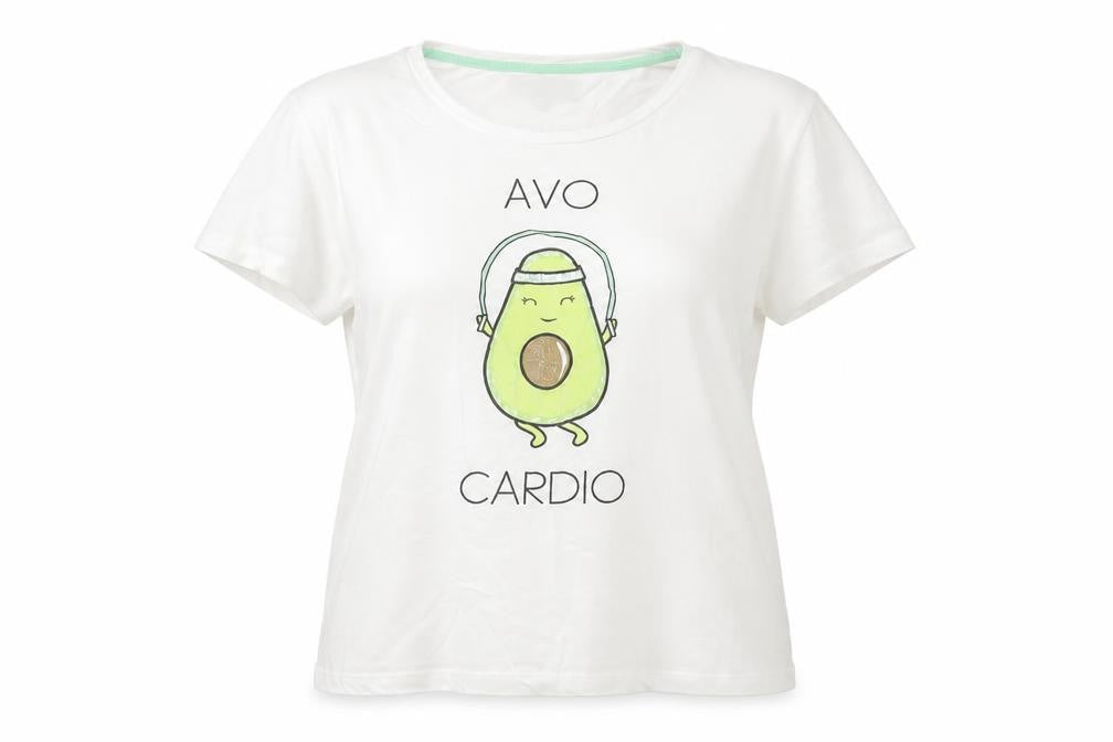 Brave Soul Women's White M T-Shirt Avocado Print