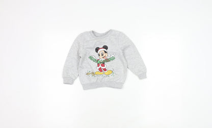 Front view of Disney boys’ grey mickey mouse christmas sweatshirt 8-9 years