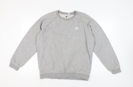 Adidas Unisex Grey Pullover Sweatshirt L Logo Casual