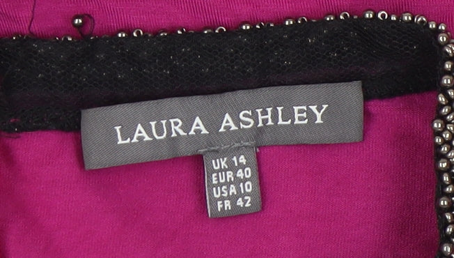 Laura Ashley Women's Pink Short Sleeve Beaded Top Size 14