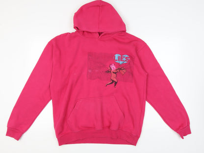 Little Womens White Lies Pink XL Pullover Hoodie