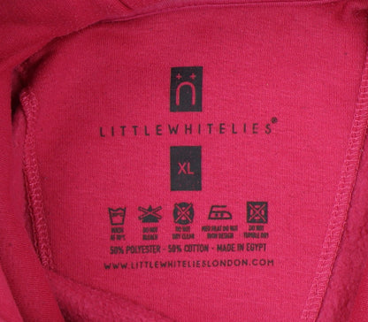 Little Womens White Lies Pink XL Pullover Hoodie
