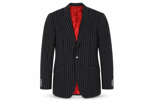Marks & Spencer Men's Black Striped Wool Blazer Size 40L