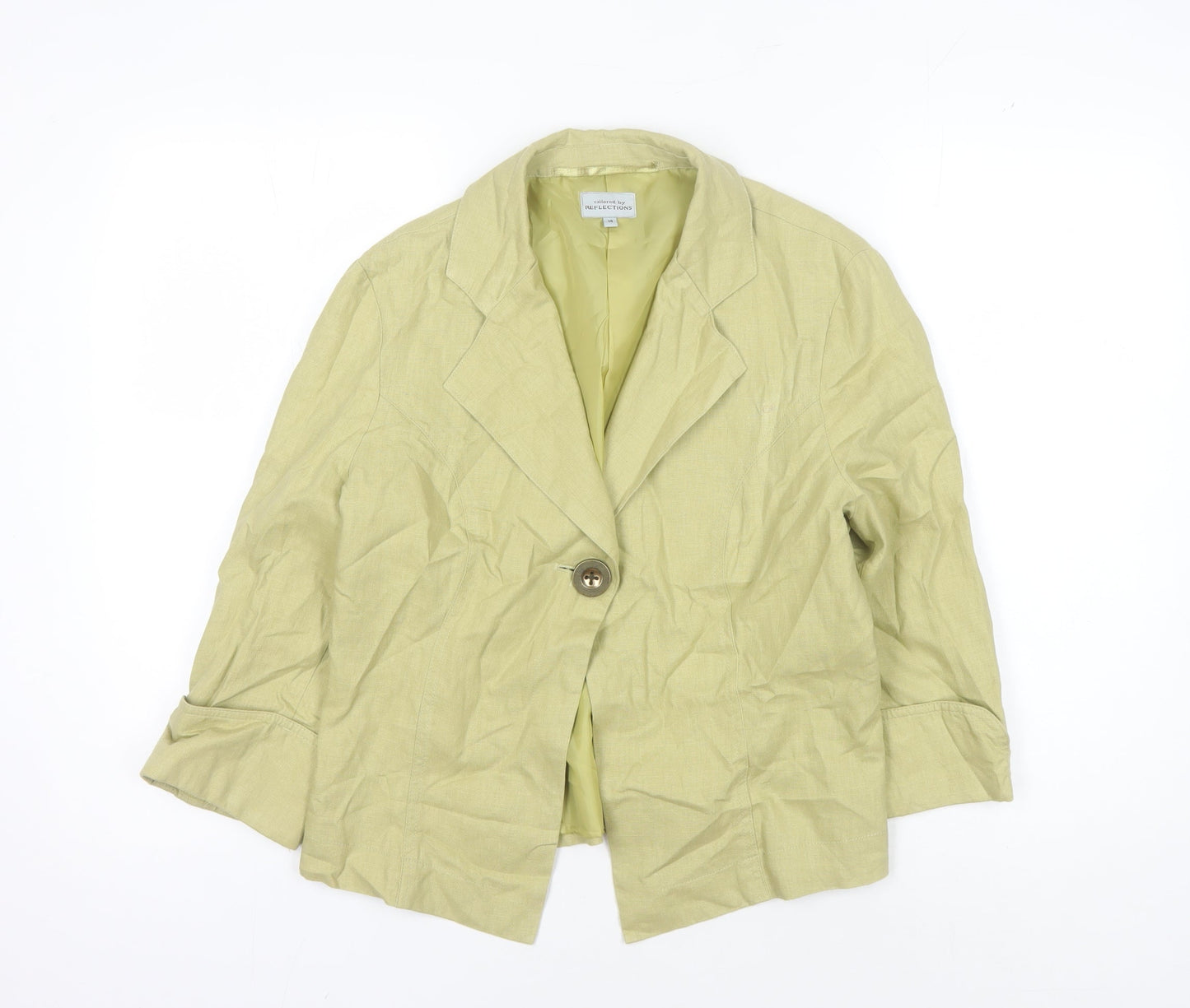 Reflections Beige Linen Blazer Women Size 14 Casual