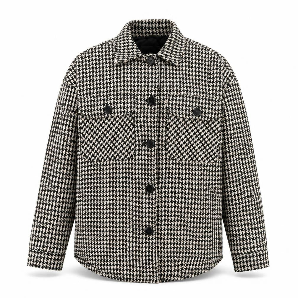 Pull&Bear Men's Black Houndstooth Jacket, Size S, Autumn