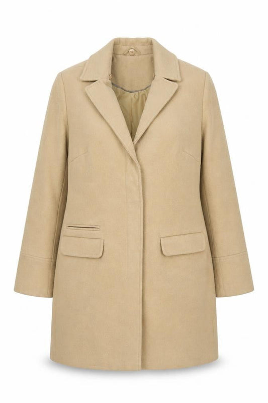 Topshop Women's Beige Mid-Length Coat Size 10