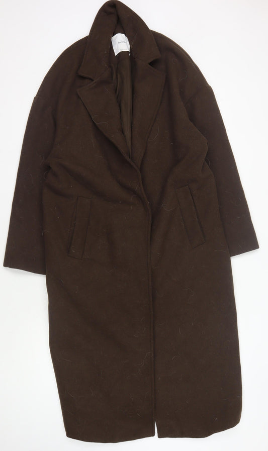 Bershka Men's Brown Long Coat Size L