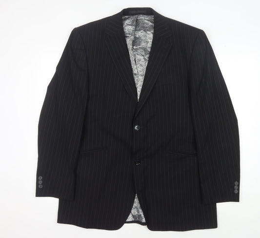 Stvdio Jeff Banks Men's Black Pinstripe Blazer, 42 Regular
