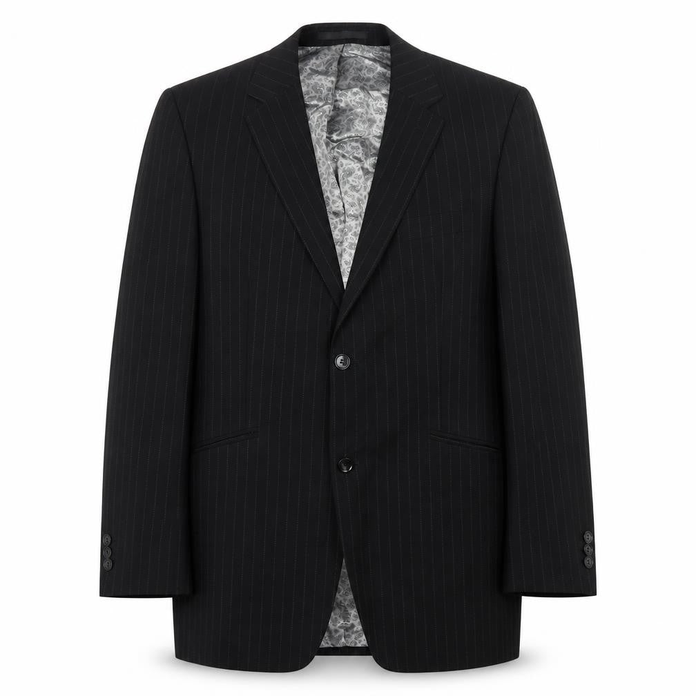 Stvdio Jeff Banks Men's Black Pinstripe Blazer, 42 Regular