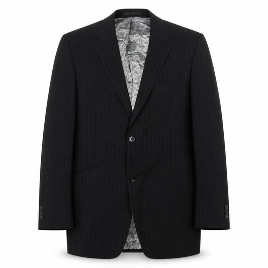 Stvdio Jeff Banks Men's Black Pinstripe Blazer, 42 Regular