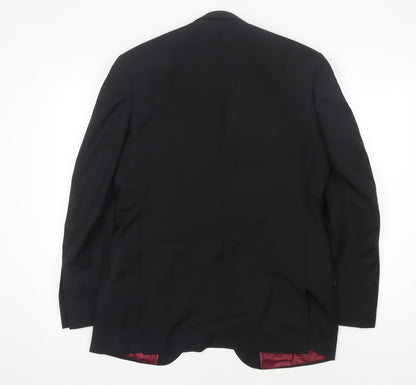 Back view of Alexandre Savile Row Men's Black Wool Blazer, size 40R